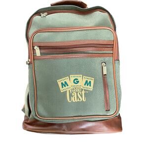 Vintage MGM Grand Cast Backpack Casino Hotel Employee Green 1973? Luggage Bag